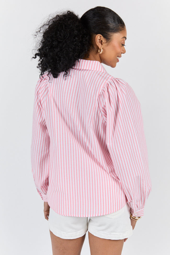 Here Lately Pink Striped Button Down Top FINAL SALE - Image 5