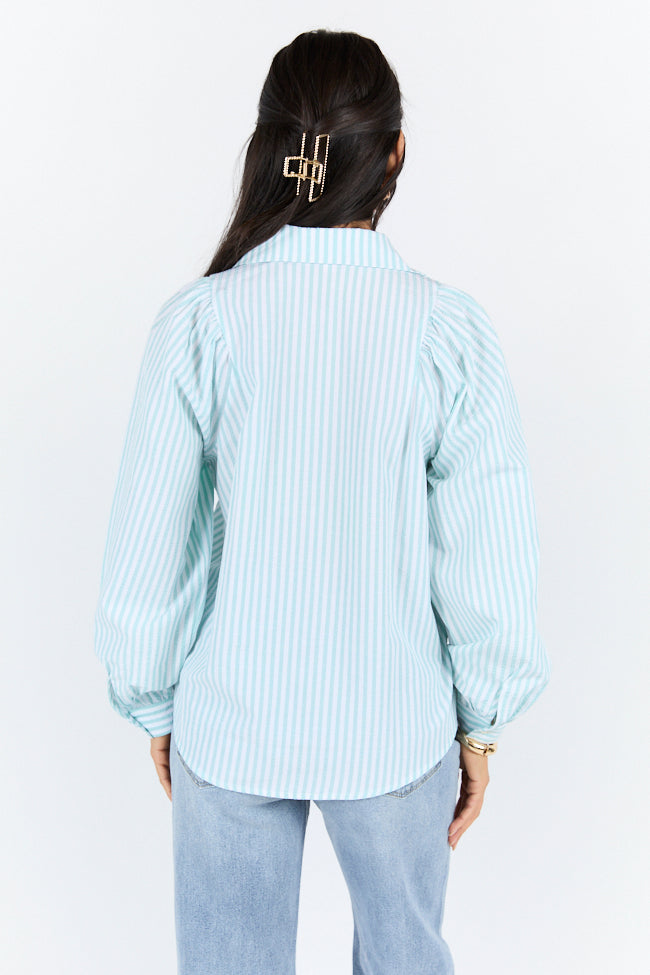 Here Lately Green Striped Button Down Top FINAL SALE - Image 4
