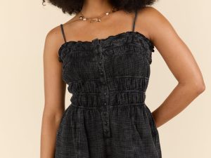 Make The Time Black Gauze Smocked Romper FINAL SALE
