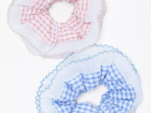 Pink and Blue Gingham Scrunchie Set FINAL SALE