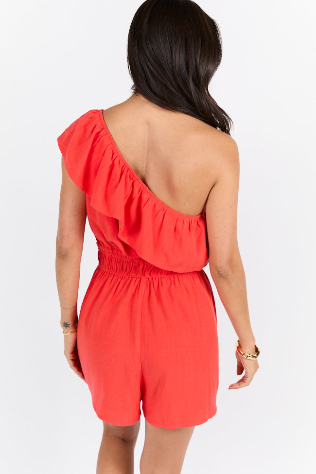 New Mood Red One Shoulder Romper FINAL SALE - Image 4