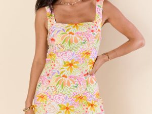 Floral Enchantment Square Neck Mini Dress FINAL SALE