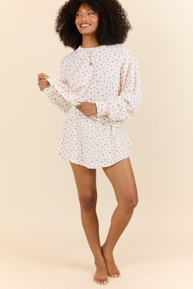 Just Focus Ivory Florette Long Sleeve Shirt FINAL SALE - Image 2