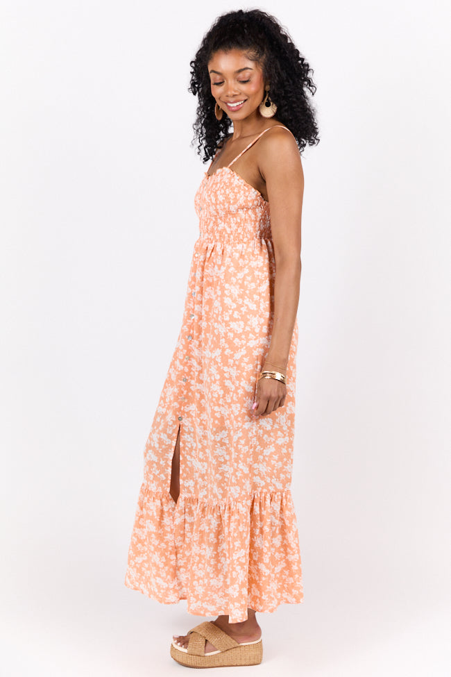 Blooming Beauty Orange Ditsy Floral Midi Dress FINAL SALE - Image 4