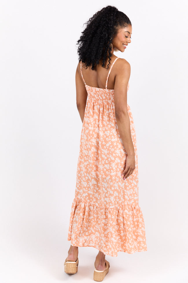 Blooming Beauty Orange Ditsy Floral Midi Dress FINAL SALE - Image 5