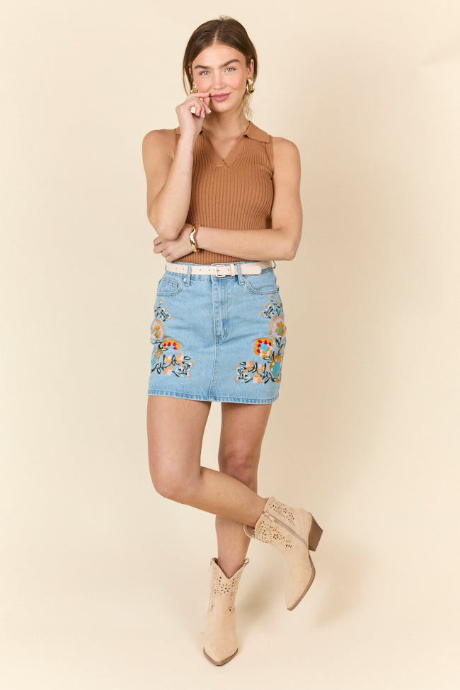 Garden Of Grace Floral Embroidered Denim Skirt FINAL SALE - Image 2