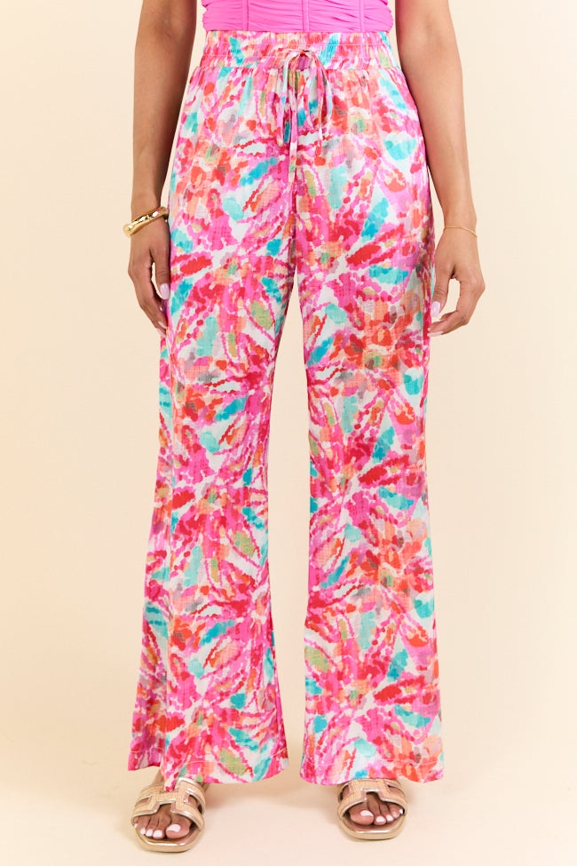 Paddle Out Pink Floral Printed Pull On Pants FINAL SALE