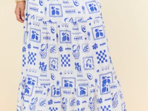 Tuscan Sun Blue Icon Floral Maxi Skirt FINAL SALE