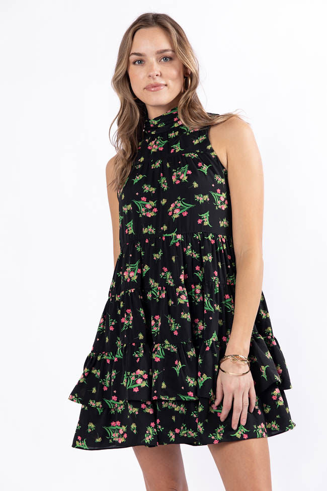 Called It Black Floral Print Mini Dress FINAL SALE - Image 2