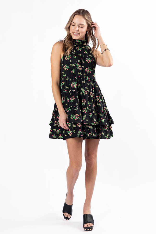 Called It Black Floral Print Mini Dress FINAL SALE - Image 3