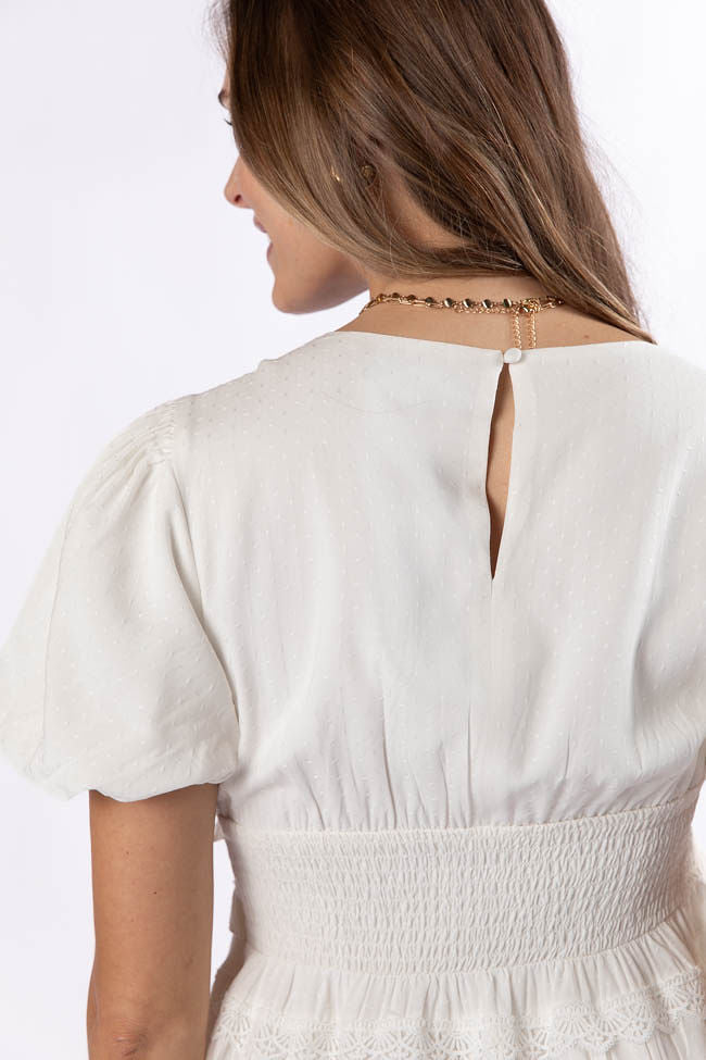 Enjoying Life White Ruffle Trim Mini Dress FINAL SALE - Image 5