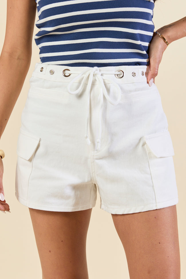 It's Your Turn Grommet Detail White Shorts FINAL SALE