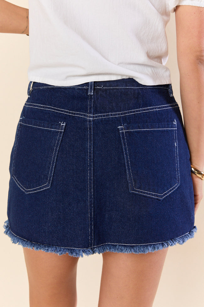 Chase The Sun Denim Frayed Hem Skort FINAL SALE - Image 7