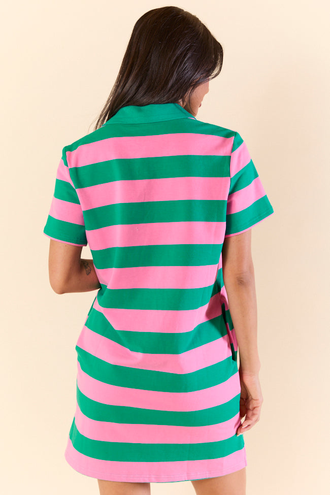 Play Your Games Pink and Green Rugby Stripe Knit Dress FINAL SALE - Image 5