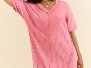 High Temperatures Hot Pink Acid Wash Knit Dress FINAL SALE