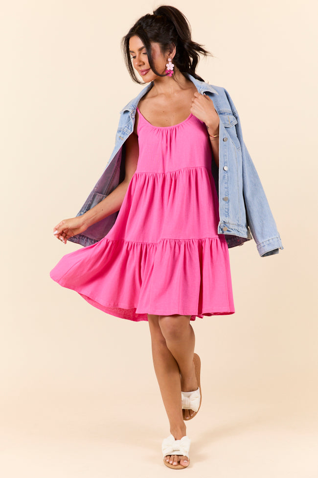 Dockside Drinks Pink Mini Tiered Knit Dress FINAL SALE - Image 2