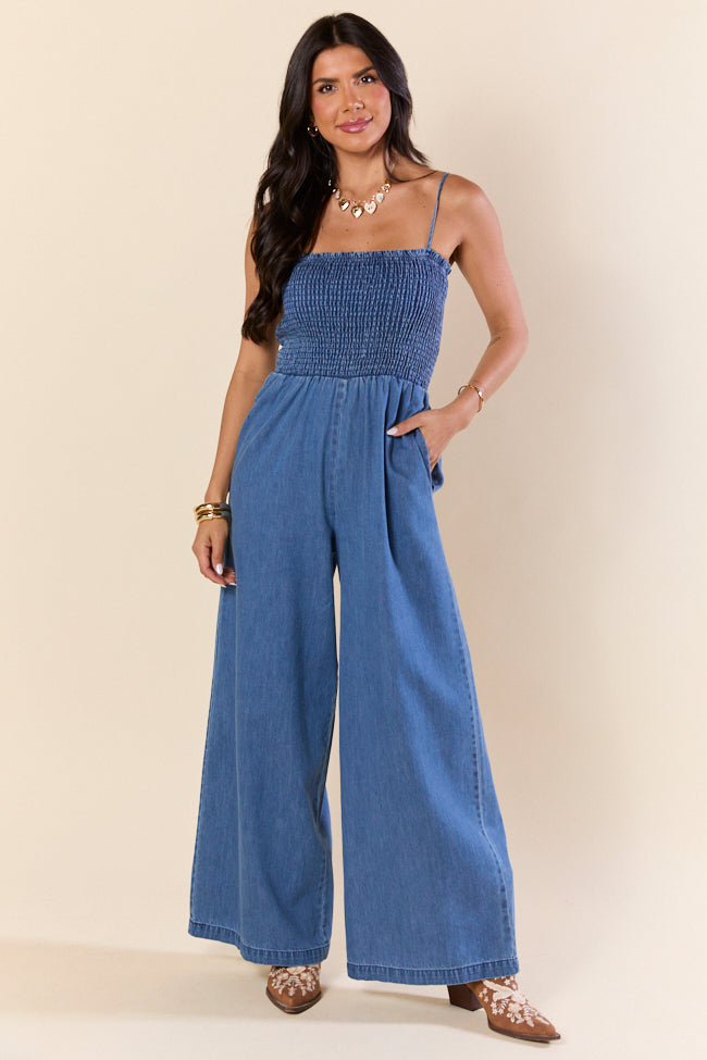 Showstopper Denim Smocked Jumpsuit FINAL SALE - Image 2