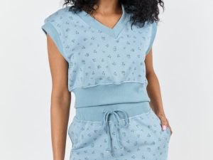 March On Blue Floral Print Knit Vest FINAL SALE