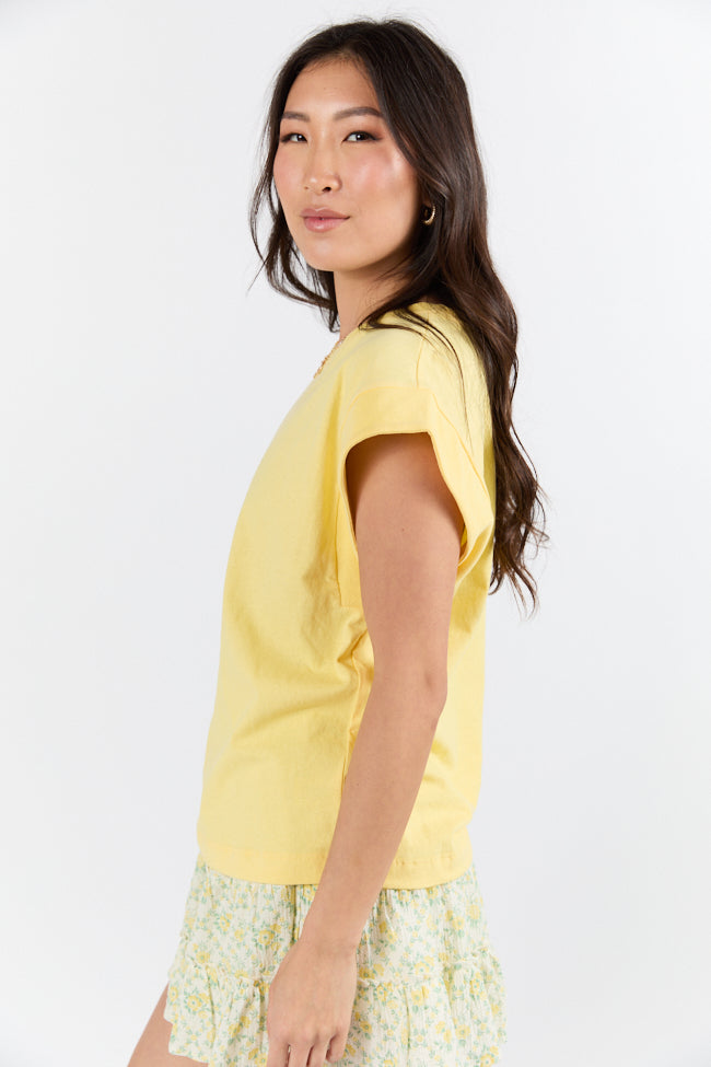 Classic Yellow Cap Sleeve Knit T Shirt FINAL SALE - Image 4