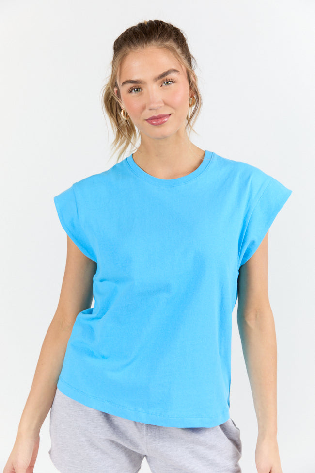 Classic Aqua Cap Sleeve Knit T Shirt FINAL SALE - Image 3