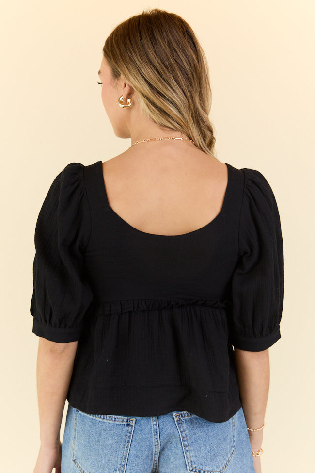 No Rush Black Babydoll Button Woven Top FINAL SALE - Image 8