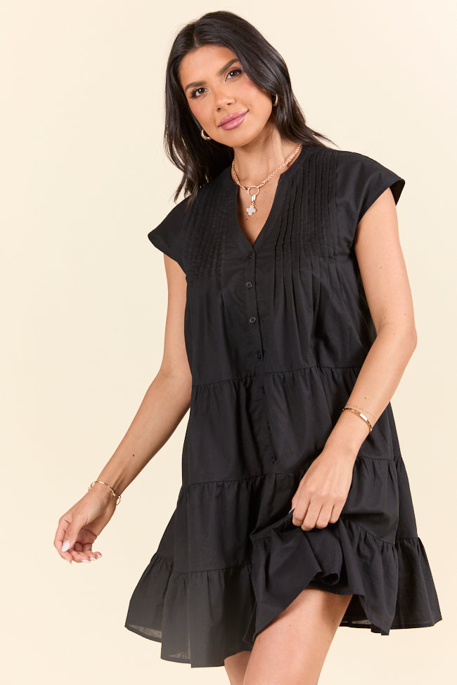 Just A Little Black Button Up Mini Dress FINAL SALE - Image 3