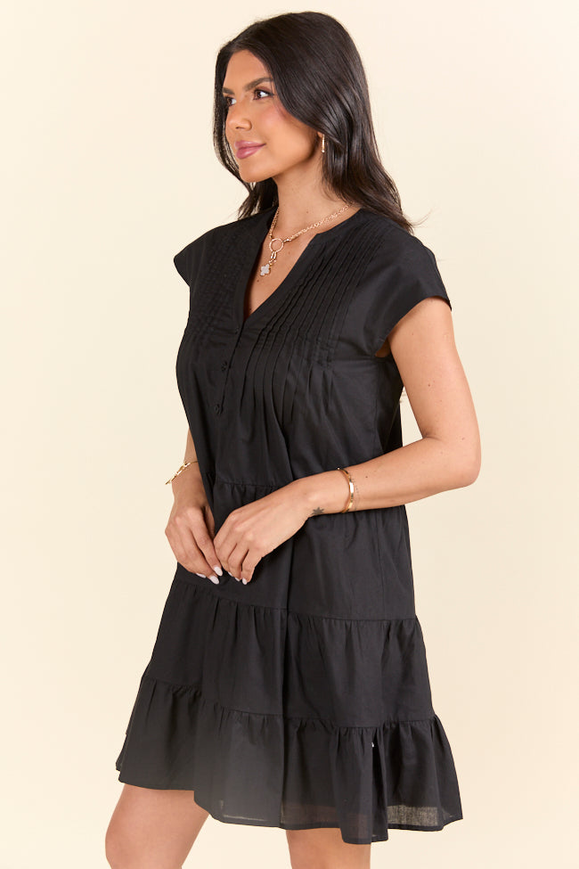 Just A Little Black Button Up Mini Dress FINAL SALE - Image 4