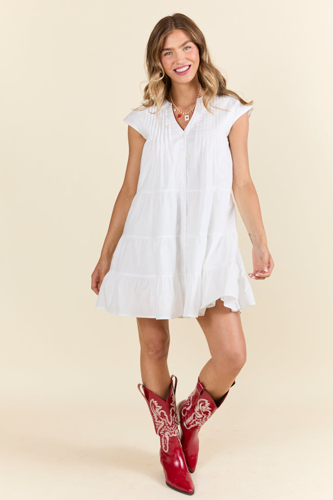 Just A Little White Button Up Mini Dress FINAL SALE - Image 3
