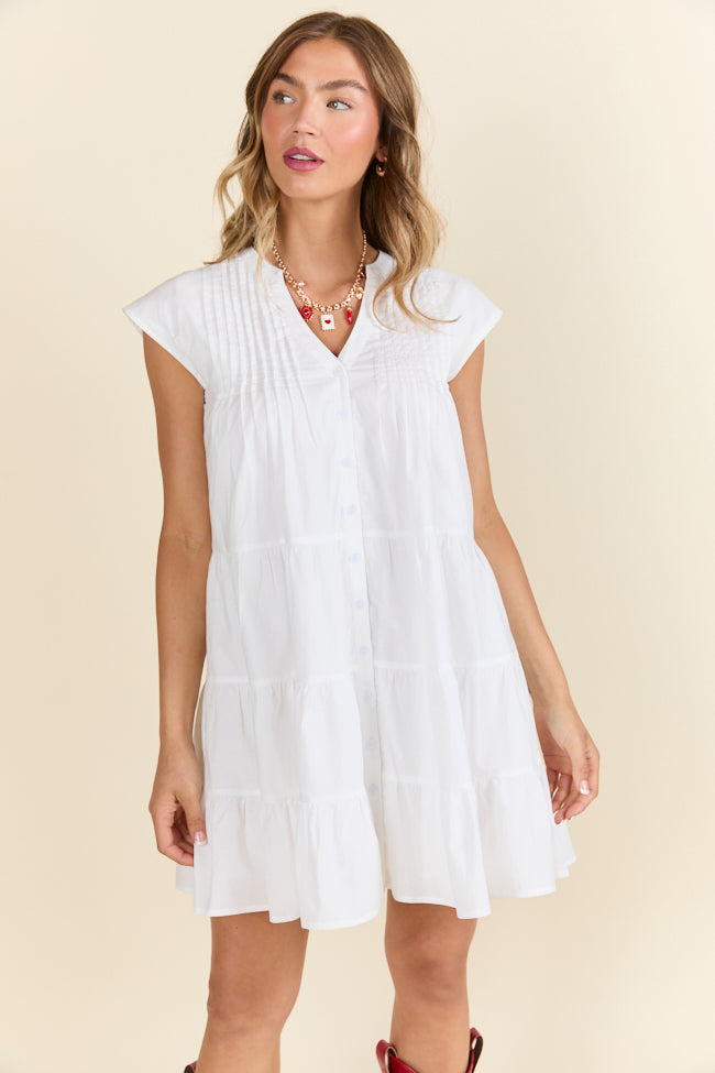 Just A Little White Button Up Mini Dress FINAL SALE