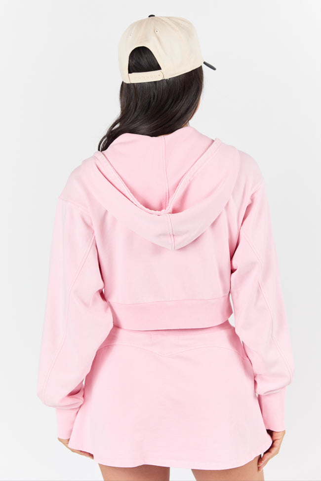 One On One Pink Cropped Hooded Jacket FINAL SALE - Image 5