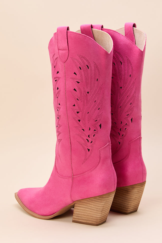 Olivia Pink Cutout Cowboy Boots - Image 4