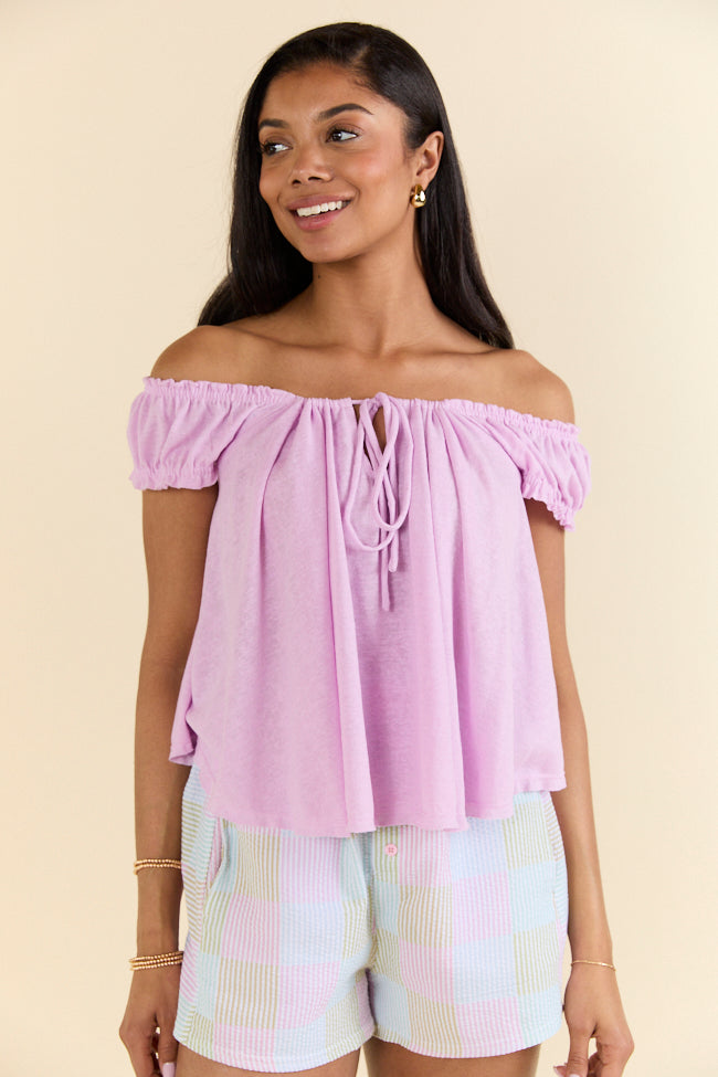 Minimal Essence Purple Off To Shoulder Knit Top FINAL SALE