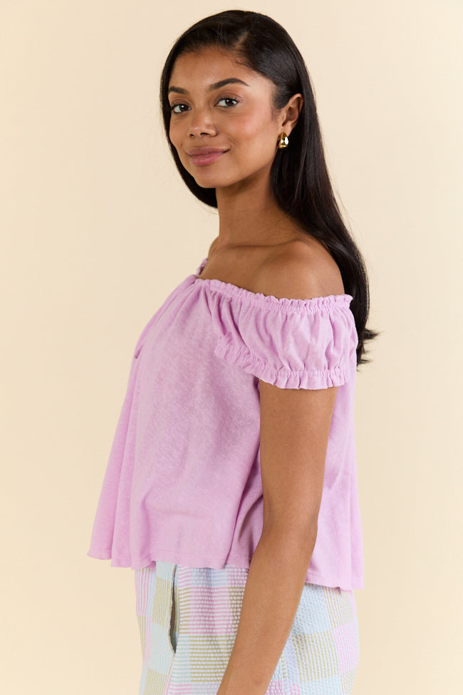 Minimal Essence Purple Off To Shoulder Knit Top FINAL SALE - Image 3