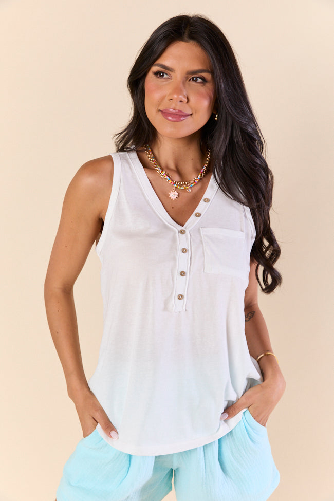 Daily Daze White Knit Button Tank Top FINAL SALE - Image 3
