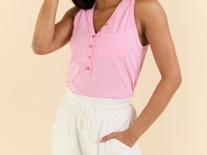 Daily Daze Pink Knit Button Tank Top FINAL SALE