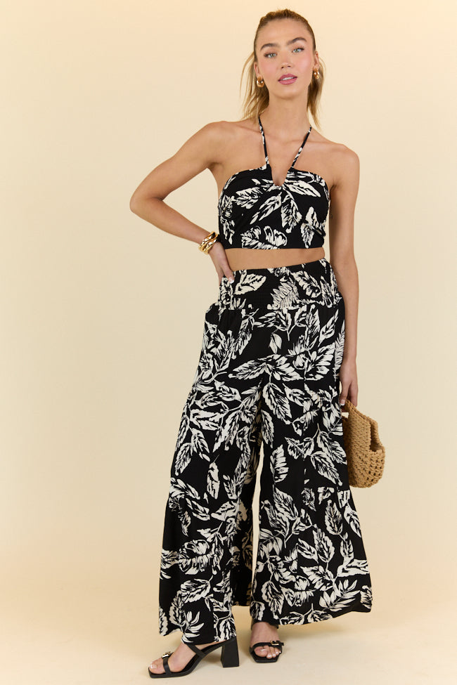 Palm Dreams Leaf Print Black Set FINAL SALE