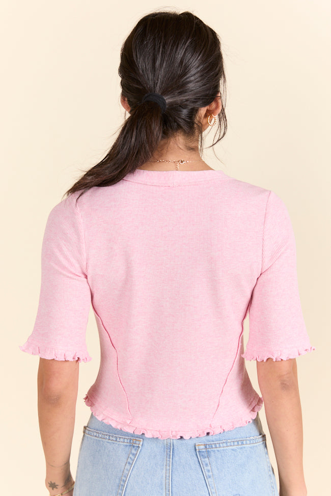 Makes Me Happy Pink Lettuce Trim Cardigan FINAL SALE - Image 4