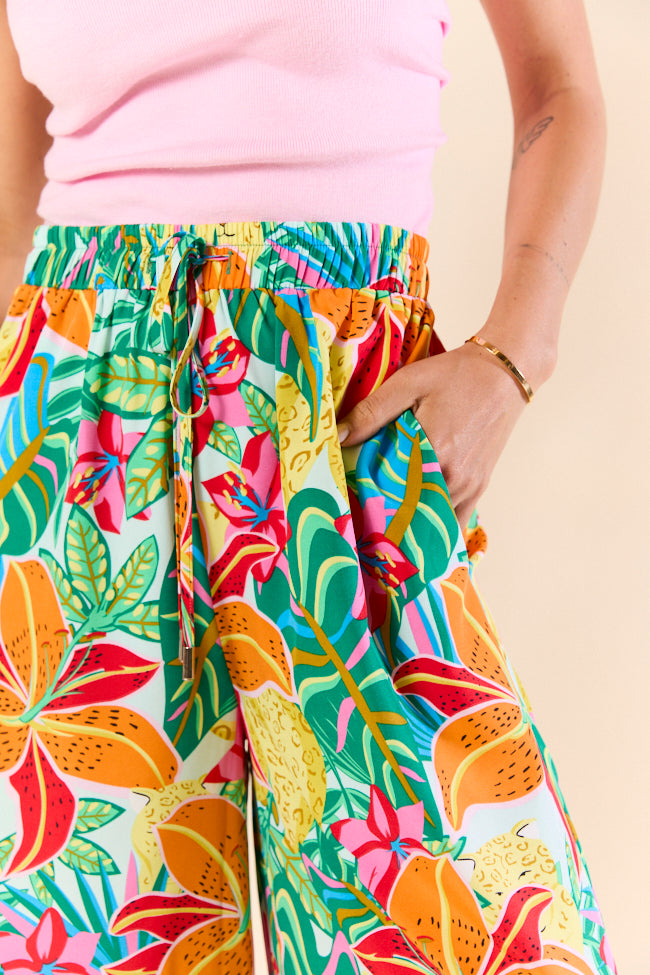 Beach Breeze Blue Mixed Print Wide Leg Pants FINAL SALE - Image 3