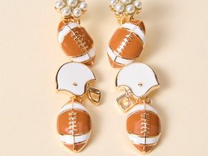 Prescott Brown Football Linear Earrings FINAL SALE