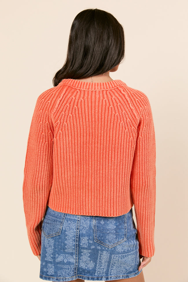 Livvy Long Sleeve Washed Orange Cardigan - Image 6