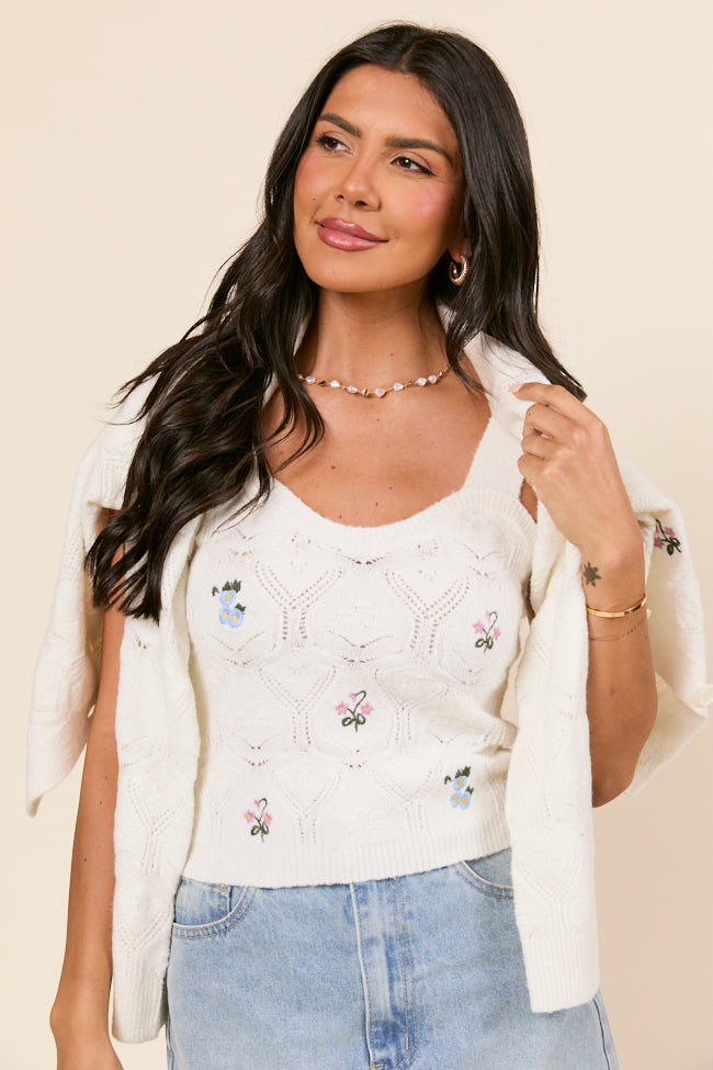 Kaitlyn Flower Embroidered Tank Top - Image 3