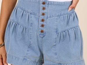 Amelia Tiered Medium Blue Denim Shorts FINAL SALE