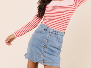 Emma Rose Long Sleeve Off Shoulder Striped Sweater
