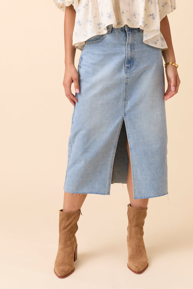 Mya Medium Wash Denim Midi Skirt FINAL SALE - Image 2