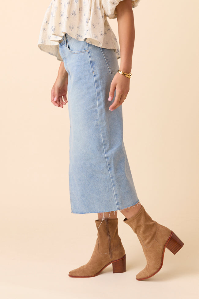 Mya Medium Wash Denim Midi Skirt FINAL SALE - Image 4