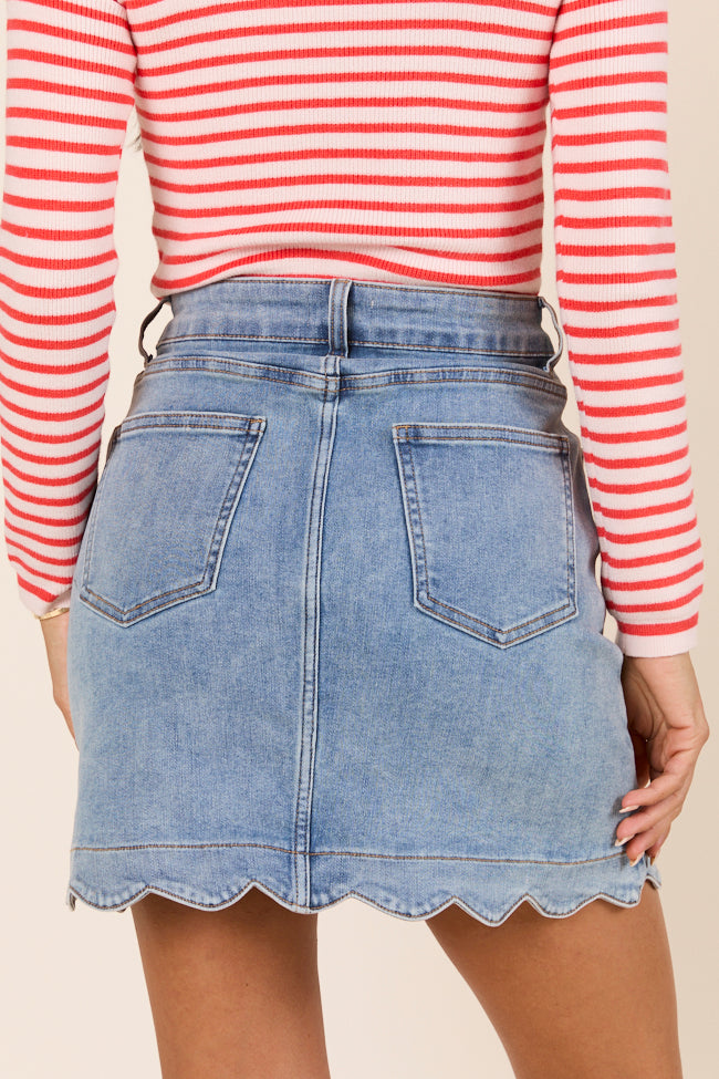 My Favorite Medium Wash Scallop Detail Skirt FINAL SALE - Image 6