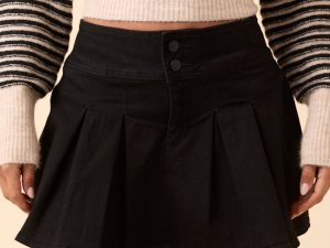 Scottie Black Denim Pleated Skort