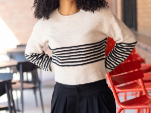 Zari Grey and Black Striped Sweater