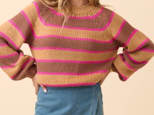 Terri Brown and Pink Stripe Sweater