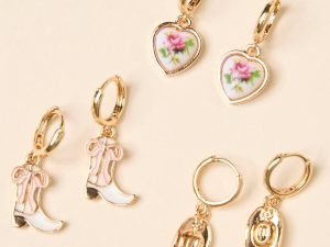 Hanna Pink Charm Trio Earring Set FINAL SALE